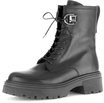 Gabor Damen Combat Boots, Frauen Stiefeletten,Best Fitting,Winterschuhe,gefüttert,Stiefel,Bootee,Booties,schwarz(Altsilber),38 EU / 5 UK