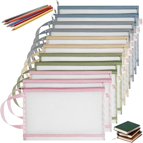 Aufbewahrungstaschen Spielzeug 10 Stück - Dokumententasche A4 Netz Reißverschluss Double Layer Nylon Puzzles Spielzeug Aufbewahrungstasche mit Reißverschluss Griff für Badespielzeug, Puzzle, Bausteine