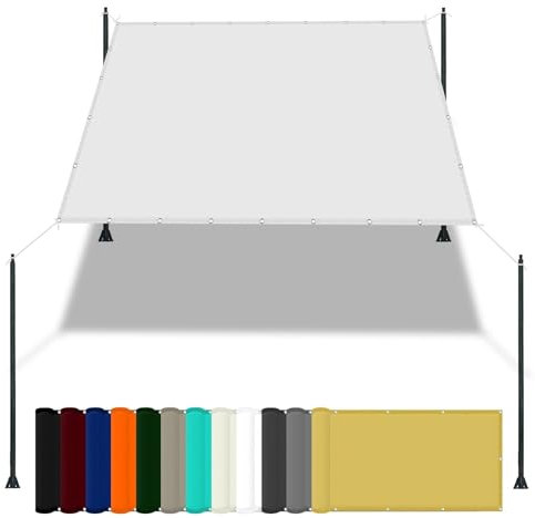 Pergola Canopy Replacement 3.2 x 5 m(10.5 x 16.4ft) Waterproof Pergola Canopy Covers 98% UV Block with Free Rope & Fixing Kit Carport Swimming Plants Shade Netting, White