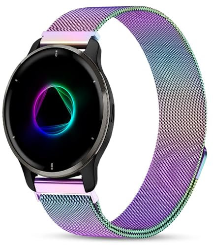 VELULYX Bracelet métal compatible Garmin Venu 2 Plus, 20mm pour Garmin Venu Sq/Sq Music/Venu Sq 2/Sq 2 Music/Vivoactive 3/5/Vivomove HR/Forerunner 55 245 645