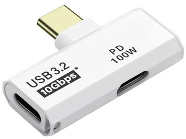 SinLoon Adaptateur USB C 3.2 10 Gbit/s USB C mâle vers Femelle avec Adaptateur d'alimentation PD 100 W pour Ordinateur Portable, Tablette, téléphone – Blanc