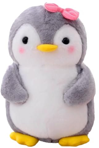 Aurasky Peluche Pingouin Jouet, 25cm Pingouin avec Rose Noeud Papillon Oreiller Figurine en Peluche Cadeau pour Enfants Adultes