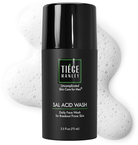 Tiege Hanley Salicylic Acid Cleanser for Men, Acne-Prone Skin, 2.5 Fl Oz | Men's Skin Care, Gentle, Deep-Cleansing Face Wash, Helps Remove Impurities & Controls Oil, Refines Skin Texture & Pores