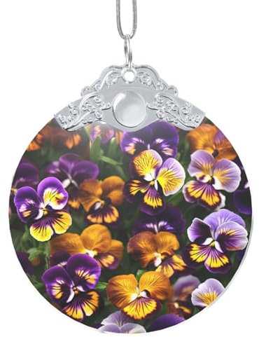 SABFWF Stiefmütterchen-Perfektions-Druck, rund, handgefertigt, Vintage-Stil, dekorativer Anhänger, für den Innenbereich, Glas, Einheitsgröße