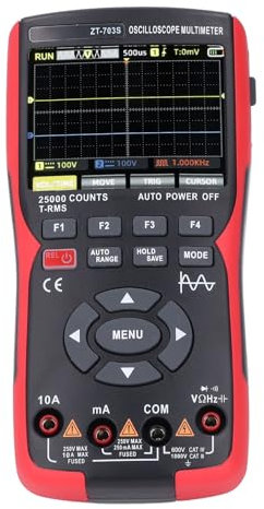 Oszilloskop-Multimeter, 3,5 Zoll Großer Bildschirm, Echtzeit-Abtastung, Tragbarer Smart-Ohm-Volt-Tester 50 MHz 280 MS/s Zweikanal, 25.000 Zählungen für Labor und Feldarbeit