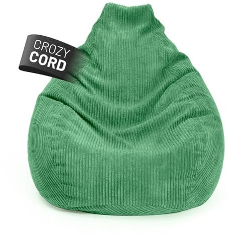 Lumaland Gaming Sitzsack XXL aus Cord | Gaming Sessel für Erwachsene & Teenager | Komfortabler Bean Bag 135 x 100 cm [Dunkelgrün]