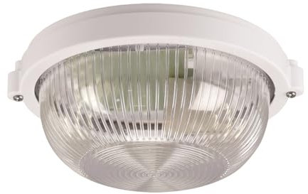 Licht-Erlebnisse Maritime Außenleuchte rund D: 18 cm klein IP65 Weiß für E27 Deckenlampe außen Keller Lampe Badezimmerleuchte Feuchtraumlampe