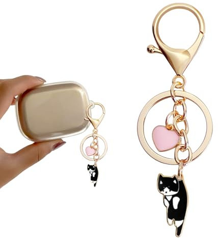 Kinretixia Schlüsselanhänger Katze Aus Hochwertigem Legierungsmaterial, Vielseitiger Schlüsselring Mit Haken, Perfekte Geschenke Für Katzenliebhaber Und Paare Schwarz