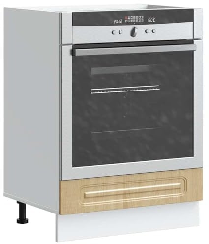 WIFESE Herdumbauschrank Küchenunterschrank Küche Organizer Geräumiger Küchenschrank Herdschrank Küchenmöbel Aufbewahrungsschrank Sonoma-Eiche 60x46x81,5 cm Holzwerkstoff