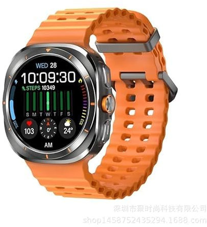 JINSHANGZI DT Watch Ultra 47mm Smart Watch 4GB Rom Video Player IP68 Waterproof Sport Smartwatch Wireless Charger NFC for Men Women (Orange)