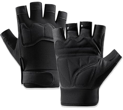 Guantes Ciclismo, Guantes Tácticos de Medio Dedo, Guantes de Ciclismo de Medio Dedo para Hombres y Mujeres, Guantes sin Dedos Antideslizantes, para Acampar al Aire Libre, Ciclismo (M)