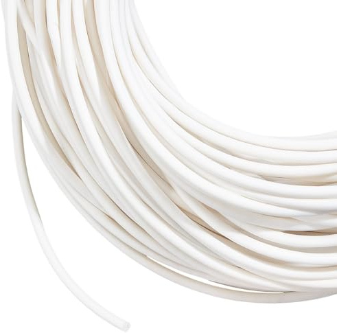 BENECREAT 50m/54.68 Yards PVC Welt Cord Piping, 4mm White Polyester Piping Cord for Crochet, Knitting, Weaving or Trim in Garments, Cushions