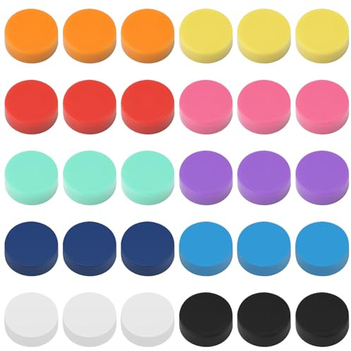 30 Stück Bunte Runde Magnete, 20mm Kühlschrank Magnete für Whiteboard | 10 Farben Kleine Starke Magneten, Klassenzimmer Büro Allgemeine Werkzeuge, Starke Attraktion für Kühlschrank Whiteboard Fotos