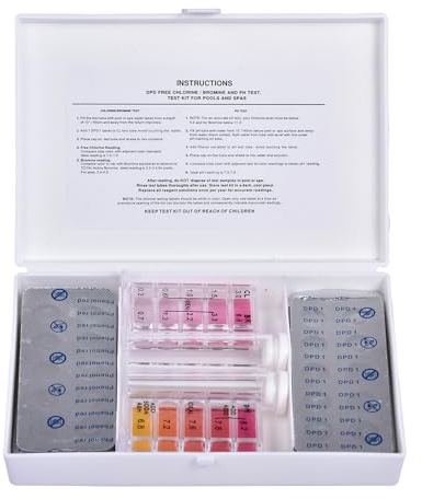 Kit de prueba Pool Water 100 Pool Water 100 Tabletas y tiras reactivas de ácido cianúrico, relleno para prueba de agua | Kit de análisis de cuidado de piscinas y tratamiento de agua para hidromasaje y