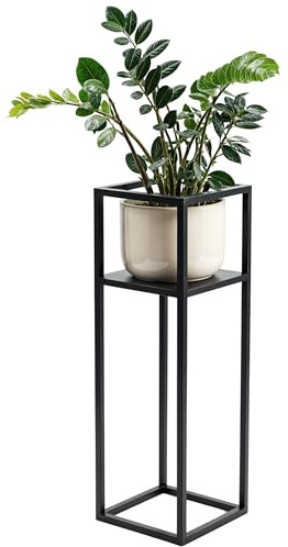 FRAMADO - Blumenständer - Pflanzenständer aus Metall - 24,5x24,5x80cm - für Wohnzimmer, Küche, Büro - Loft, Industrial Style - Schwarz, Korrosionsbeständig, Modern, Eckig - Corda
