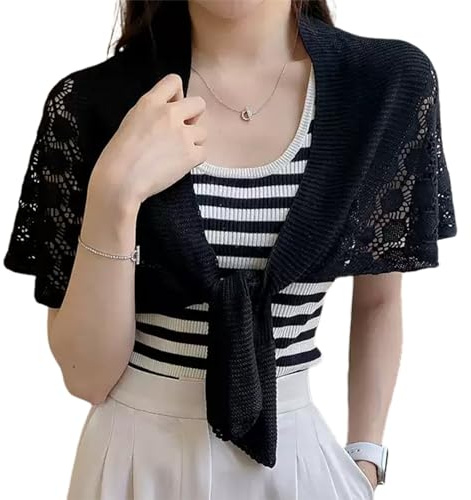 NiceYnn Strickschal, geknotet, Schulter-Poncho, gehäkelt, hohl, Hochzeit, Abendveranstaltung, Geburtstag, elegant, lässig