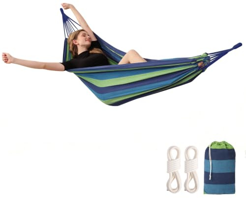 Camping Portable Hammock for Outdoor,450 lbs Weight Capacity | Compact and Portable|Only 2 Minutes to Install|Comfortable Fabric|Sturdy and durable|Carry Bag Included