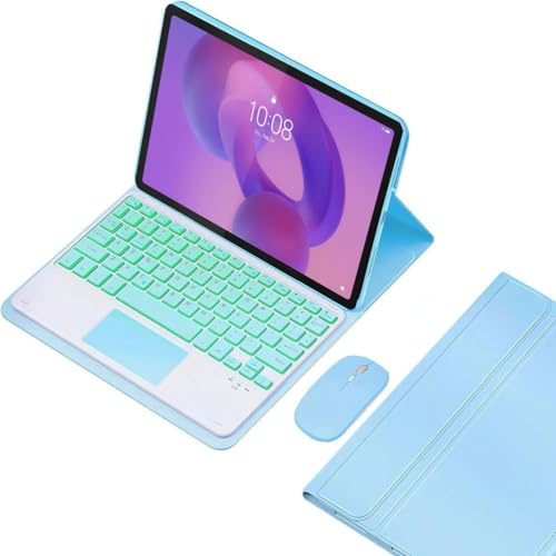 EHLCYS Keyboard Case for Lenovo Idea Tab 11-inch 2025 Models (TB-336ZU/TB-336FU), 7-Color Backlight Detachable Smart Trackpad Wireless Bluetooth Keyboard, Ultra-Thin Cover with Mouse,Blau