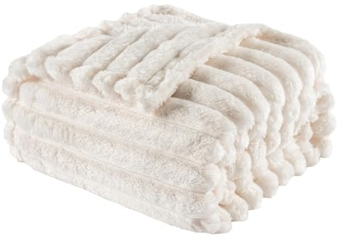 Kuscheldecke Flauschig 150x200cm weiche Fleecedecke Wohndecke, Wollweiß | Warme flauschige Wohndecke für Sofa und Bett weiche Kuscheldecke für Wohnzimmer Couch und gemütliche Momente