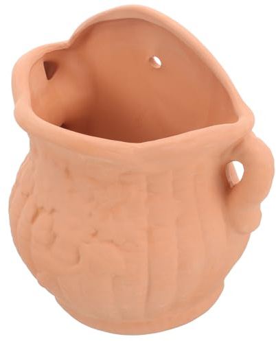 Hemobllo Pot de Fleurs Mural Suspendu en Terre Cuite, Jardinière Murale pour Plantes Grasses, Pot Balcon Extérieur Décoratif, Support Jardin Suspendu, Jardinière en Céramique Robuste,
