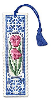Textile Heritage Collection Cross Stitch Bookmark Kit - Delft Tulips