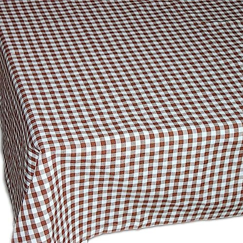 Tischdecke 110x110 cm Polyester Mitteldecke BRAUN weiß KARIERT für Garten Balkon Küche Esszimmer Landhaus