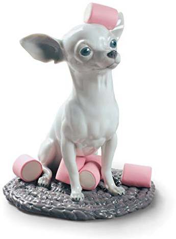 LLADRÓ Chihuahua with Marshmallows Dog Figurine. Porcelain Chihuahua Dog Figure.