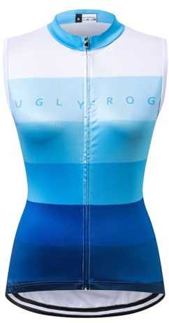 UGLY FROG Radtrikot Damen Ärmellos,Fahrradtrikot Rennrad 3 Taschen,Große Frauenrüste-Geeignet für einen Gewichtsbereich von 70-100 Kilogramm