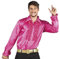 shoperama Chemise à volants années 70 pour homme style disco soirée kitsch, Rose, L