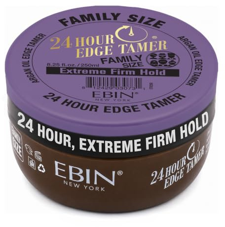 EBIN NEW YORK 24 Hour Edge Tamer Extreme Firm Hold 250 ml Strong Edge Control Gel, No Flaking, Sleek Smooth Finish, Long Lasting, Argan & Castor Oil