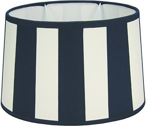 Tisch-Lampenschirm *rund* , Chintz creme mit schwarzen Balkenstreifen Du=25 /Do=19 / schräge H=15cm , Befestigung unten E27 ( E14 mit optional bestellbarem Reduzierring)_AB