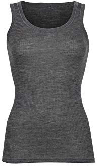 Dilling Damen RIPP Top aus 100% Bio-Merinowolle Dunkelgrau meliert 36