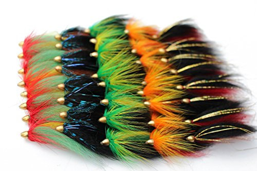 Tigofly 40 Stück/Los Cone Head Tube Fly 5 Muster Streamer Fly Lachsforelle Steelhead Fliegenfischen Fliegen Köder Set