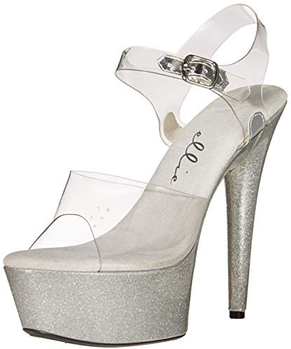 Ellie Shoes Damen 609-KNOX Sandalen mit Absatz, Silber, 42 EU