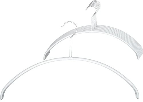 MAWA Kleiderbügel, Set mit 10 hochwertigen, platzsparenden, rutschfesten Kleiderbügeln, ideal für T-Shirts und Pullover, mit 360° drehbarem Haken und Rutschfester Beschichtung, 40 cm, Weiß