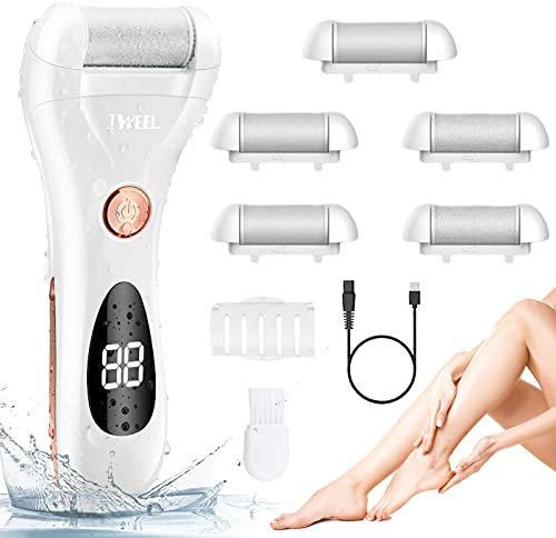 Rapeuse Pieds Electrique Pédicure Râpe à Pieds 3 Avec Rouleau de Rechange, Rechargeable par USB Profi Anti-callosités de Soin des Pieds pour Enlever les Peaux Mortes Craquelées ou Dures des Pieds