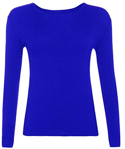 Candid Styles Childrens Kids Unisex Boys Girls Long Sleeve Plain T-Shirt Top Tee School PE, Age 9-10, Royal Blue
