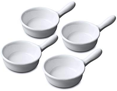 WM Bartleet & Sons 1750 TSET175 Set of 4 Porcelain Mini Pan Shaped Condiment, Sauce Dishes 5.5cm – White