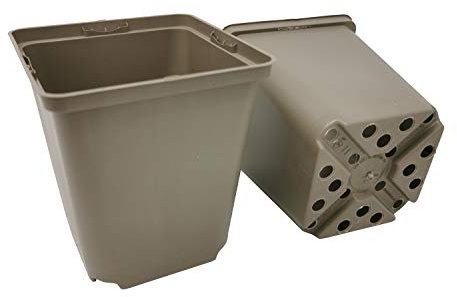 GREEN24 50 Stck. Recycling Pflanztöpfe Profi 11x11x12cm Farbe Taupe - RC Vierecktopf Anzuchttopf Pflanztopf Blumentopf Vierkant-Töpfe Pflanzcontainer (50, 11x11x12cm)