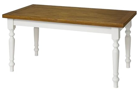 Mar.c.a. Design - Ausziehbarer Tisch bis zu 240 cm, hergestellt in Italien, mit gedrehten Beinen, Pappelholz, Tischplatte in Eiche und mattweißer Struktur, rechteckiger Küchentisch mit seitlicher