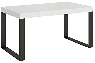 Ausziehbarer Tisch Tecno Tischplatte Weiß Esche 90 x 160 cm verlängert 264 Rahmen Anthrazit