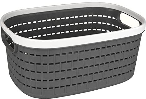 LIVIVO 14L Plastic Woven Effect Storage Basket Kovan– Stackable BPA Free Multipurpose Organiser Bins For Kitchen, Bathroom, Living Room, Bedroom, Desk, Makeup, Cosmetics, Home & Office (Medium)