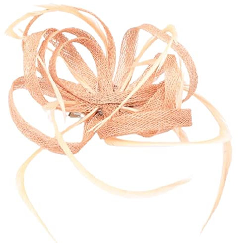 Topkids Accessories Fascinator Haarspange mit Blumen, Hochzeits-Fascinator, Sinamay-Stoff, Federn auf Brosche und Clip für Mädchen, Frauen, Damen (hautfarben)