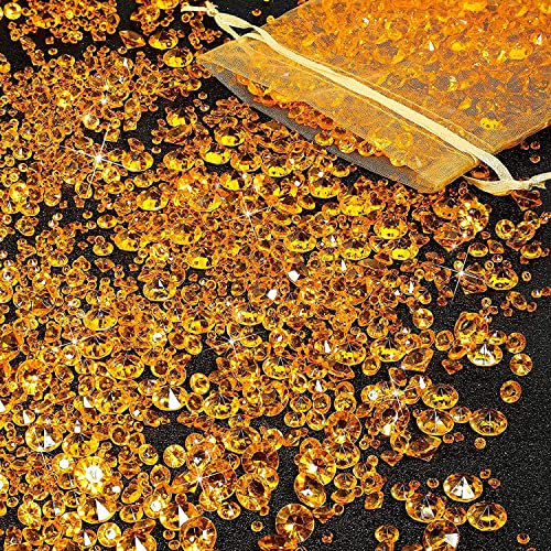 FENGCHUANG 4000 Stück Diamanten Deko Gelbe, Deko Diamanten für Kinder, Glitzernde Deko Kristallsteine, Glas dekosteine für Hochzeitsdekorationen, Tischaufsätze, Vasenfüller