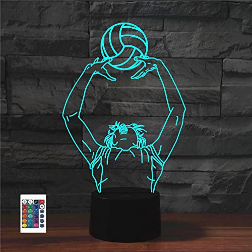 SUPERRUIDALONG 3D Play Volleyball Fernbedienung 16 Farben Nachtlichter Illusion Acryl LED Tisch Nachttisch Lampe Kinder Schlafzimmer Schreibtisch Dekor Geburtstag Geschenke Spielzeug für Kinder
