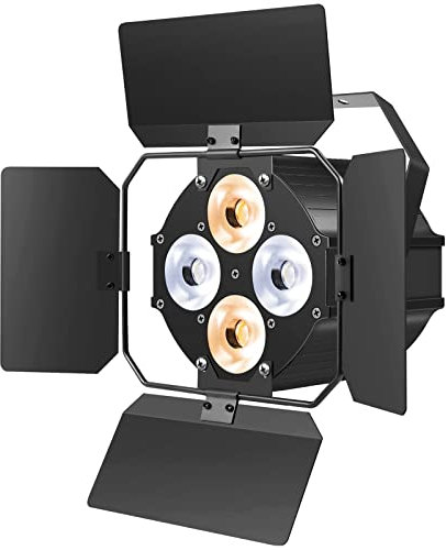 ZonQoonz 120W Éclairage de Scène, COB Par 2 en 1 Blanc froid/Chaud effets d'éclairage, Lumiere Scene avec Portes de Grange et Son Activé pour église Disco Mariage Bar Fête Théâtre