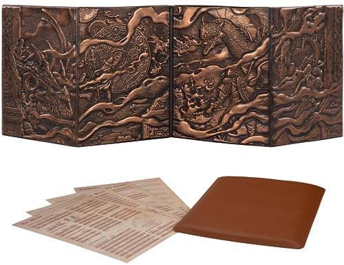 DND DM Screen 5e – D&D Spielleiterschirm aus geprägtem 3D Kunstleder zum Verbergen deiner Würfel, Karten und Bücher - Dungeons and Dragons Meisterschirm – DND Zubehör Geschenk Für Pen and Paper