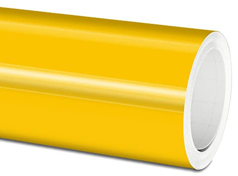 Actinium® Plotterfolie (14€/qm) 751c 021 Gelb Glanz 5m x 31,5cm High Performance Cast Folie, gegossene Selbstklebende Autofolie glänzend