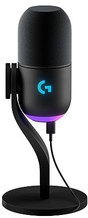 Logitech G Yeti GX Dynamic RGB Gaming Microphone, Podcast with LIGHTSYNC, Blue Vo!CE, G HUB Control, Supercardioid, USB Plug and Play on PC/Mac - Black