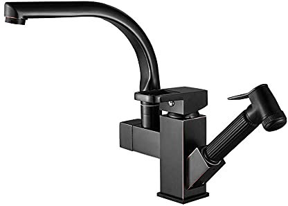 ZEDARO Grifo de Cocina, Grifo Giratorio de Doble Salida, Grifo de lavaplatos de Bronce Negro, Grifo Mezclador de Agua fría